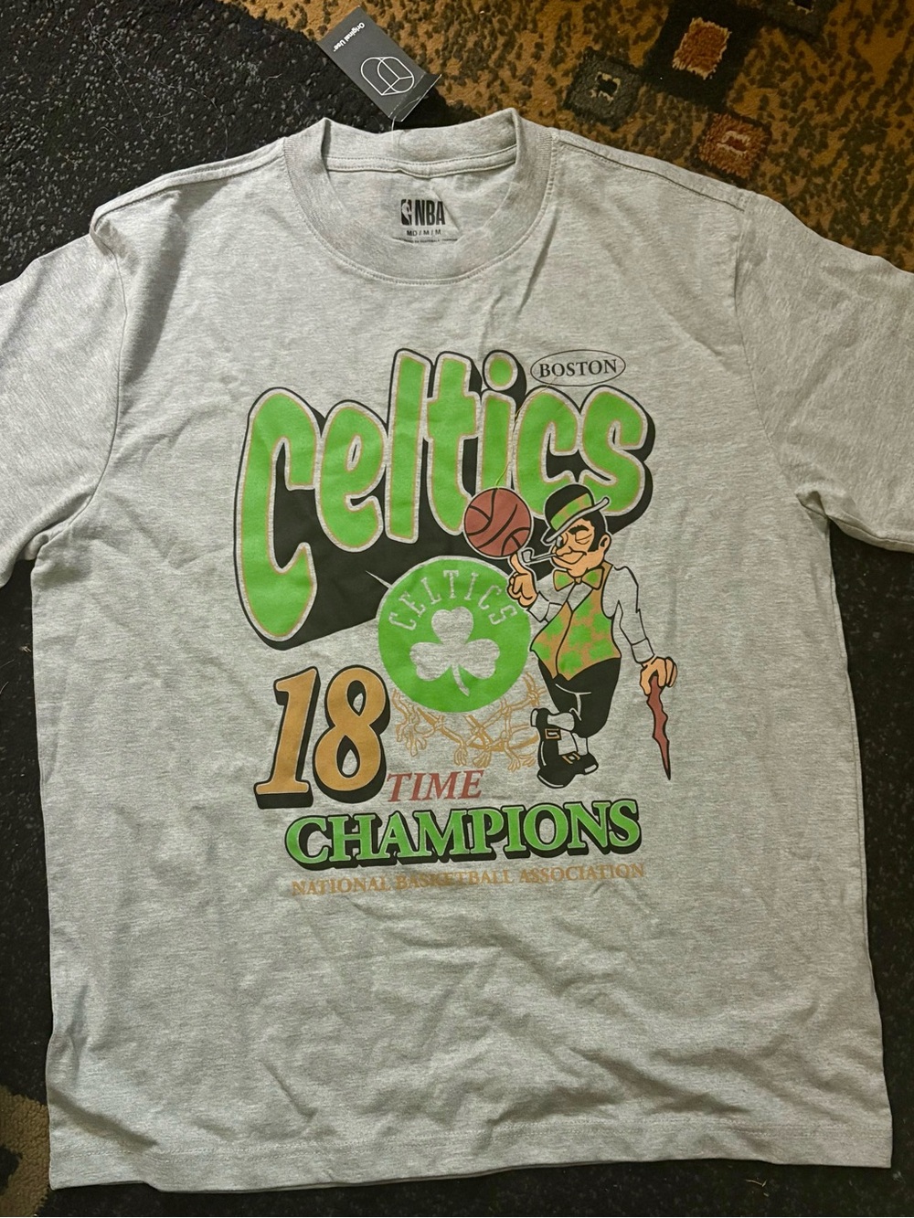 NBA Boston Celtics Gray T-Shirt with Green and Gold Graphic